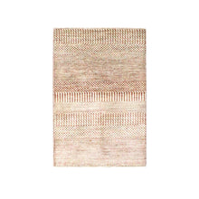 Load image into Gallery viewer, 2&#39;x3&#39; Beige-Rust, Hand Knotted, Modern Grass Design, Wool with touch of Silk, Tone on Tone, Lush and Plush, Sample, Mat, Oriental Rug FWR459822