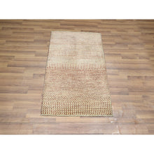 Load image into Gallery viewer, 2&#39;x3&#39; Beige-Rust, Hand Knotted, Modern Grass Design, Wool with touch of Silk, Tone on Tone, Lush and Plush, Sample, Mat, Oriental Rug FWR459822