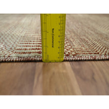 Load image into Gallery viewer, 2&#39;x3&#39; Beige-Rust, Hand Knotted, Modern Grass Design, Wool with touch of Silk, Tone on Tone, Lush and Plush, Sample, Mat, Oriental Rug FWR459822