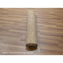 Load image into Gallery viewer, 2&#39;x3&#39; Beige-Rust, Hand Knotted, Modern Grass Design, Wool with touch of Silk, Tone on Tone, Lush and Plush, Sample, Mat, Oriental Rug FWR459822