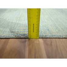 Load image into Gallery viewer, 2&#39;x3&#39; Beige-Blue, Tone on Tone, Modern Grass Design, Hand Knotted, Wool with touch of Silk, Lush and Plush, Sample, Mat, Oriental Rug FWR459834