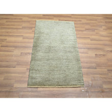 Load image into Gallery viewer, 2&#39;x3&#39; Taupe Gray, Modern Grass Design, Tone On Tone, Hand Knotted, Wool With Touch Of Silk, Lush And Plush, Mat, Sample, Oriental Rug FWR459840