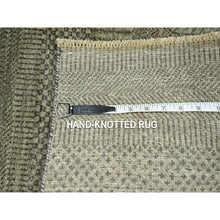 Load image into Gallery viewer, 2&#39;x3&#39; Taupe Gray, Modern Grass Design, Tone On Tone, Hand Knotted, Wool With Touch Of Silk, Lush And Plush, Mat, Sample, Oriental Rug FWR459840