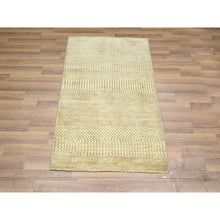 Load image into Gallery viewer, 2&#39;x3&#39; Beige, Modern Grass Design, Hand Knotted, Wool With Touch Of Silk, Tone On Tone, Lush And Plush, Sample, Mat, Oriental Rug FWR459852