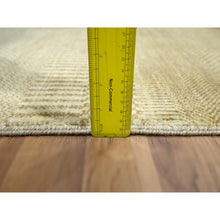 Load image into Gallery viewer, 2&#39;x3&#39; Beige, Modern Grass Design, Hand Knotted, Wool With Touch Of Silk, Tone On Tone, Lush And Plush, Sample, Mat, Oriental Rug FWR459852