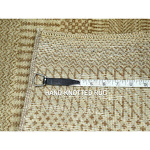 Load image into Gallery viewer, 2&#39;x3&#39; Beige, Modern Grass Design, Hand Knotted, Wool With Touch Of Silk, Tone On Tone, Lush And Plush, Sample, Mat, Oriental Rug FWR459852