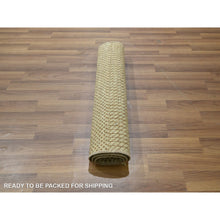 Load image into Gallery viewer, 2&#39;x3&#39; Beige, Modern Grass Design, Hand Knotted, Wool With Touch Of Silk, Tone On Tone, Lush And Plush, Sample, Mat, Oriental Rug FWR459852