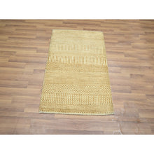 Load image into Gallery viewer, 2&#39;x3&#39; Beige, Hand Knotted, Modern Grass Design, Wool With Touch Of Silk, Tone On Tone, Lush And Plush, Sample, Mat, Oriental Rug FWR459858