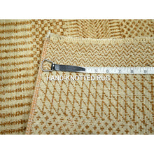 Load image into Gallery viewer, 2&#39;x3&#39; Beige, Hand Knotted, Modern Grass Design, Wool With Touch Of Silk, Tone On Tone, Lush And Plush, Sample, Mat, Oriental Rug FWR459858