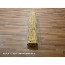 Load image into Gallery viewer, 2&#39;x3&#39; Beige, Hand Knotted, Modern Grass Design, Wool With Touch Of Silk, Tone On Tone, Lush And Plush, Sample, Mat, Oriental Rug FWR459858