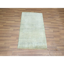 Load image into Gallery viewer, 2&#39;x3&#39; Beige-gray, Modern Grass Design, Wool With Touch Of Silk, Hand Knotted, Tone On Tone, Lush And Plush, Sample, Mat, Oriental Rug FWR459870