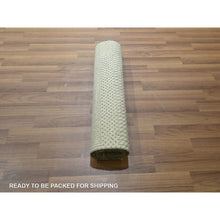 Load image into Gallery viewer, 2&#39;x3&#39; Beige-gray, Modern Grass Design, Wool With Touch Of Silk, Hand Knotted, Tone On Tone, Lush And Plush, Sample, Mat, Oriental Rug FWR459870