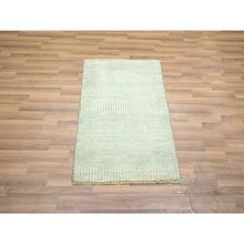 Load image into Gallery viewer, 2&#39;x3&#39; Beige-gray, Hand Knotted, Modern Grass Design, Wool With Touch Of Silk, Tone On Tone, Lush And Plush, Mat, Sample, Oriental Rug FWR459876