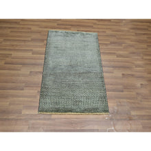 Load image into Gallery viewer, 2&#39;x3&#39; Nevada Gray, Modern Grass Design, Hand Knotted, Wool With Touch Of Silk, Tone On Tone, Lush And Plush, Sample, Mat, Oriental Rug FWR459882