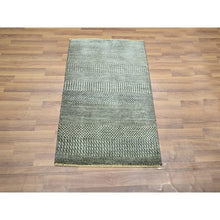 Load image into Gallery viewer, 2&#39;x3&#39; Sonic Gray, Modern Grass Design, Hand Knotted, Wool With Touch Of Silk, Tone On Tone, Lush And Plush, Sample, Mat, Oriental Rug FWR459888