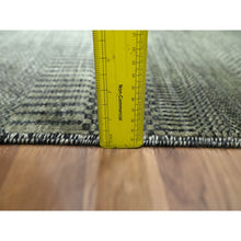 Load image into Gallery viewer, 2&#39;x3&#39; Sonic Gray, Modern Grass Design, Hand Knotted, Wool With Touch Of Silk, Tone On Tone, Lush And Plush, Sample, Mat, Oriental Rug FWR459888