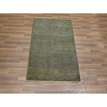 Load image into Gallery viewer, 2&#39;x3&#39; Umber Brown, Hand Knotted, Modern Grass Design, Wool With Touch Of Silk, Tone On Tone, Lush And Plush, Sample, Mat, Oriental Rug FWR459894