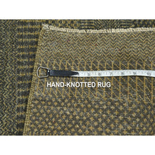 Load image into Gallery viewer, 2&#39;x3&#39; Umber Brown, Hand Knotted, Modern Grass Design, Wool With Touch Of Silk, Tone On Tone, Lush And Plush, Sample, Mat, Oriental Rug FWR459894