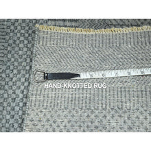 Load image into Gallery viewer, 2&#39;x3&#39; Misty Gray, Modern Grass Design, Hand Knotted, Wool With Touch Of Silk, Tone On Tone, Lush And Plush, Mat, Sample, Oriental Rug FWR459900