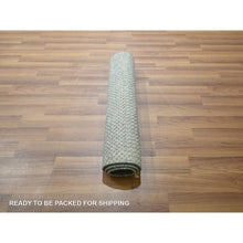 Load image into Gallery viewer, 2&#39;x3&#39; Misty Gray, Modern Grass Design, Hand Knotted, Wool With Touch Of Silk, Tone On Tone, Lush And Plush, Mat, Sample, Oriental Rug FWR459900