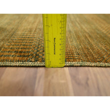 Load image into Gallery viewer, 2&#39;x3&#39; Golden Brown, Modern Grass Design, Hand Knotted, Wool With Touch Of Silk, Tone On Tone, Lush And Plush, Sample, Mat, Oriental Rug FWR459906