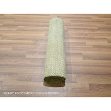 Load image into Gallery viewer, 2&#39;x3&#39; Beige-gray, Modern Grass Design, Hand Knotted, Wool With Touch Of Silk, Tone On Tone, Lush And Plush, Mat, Sample, Oriental Rug FWR459912