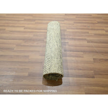 Load image into Gallery viewer, 2&#39;x3&#39; Ivory-brown, Modern Grass Design, Hand Knotted, Wool With Touch Of Silk, Tone On Tone, Lush And Plush, Sample, Mat, Oriental Rug FWR459918