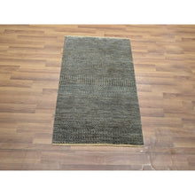 Load image into Gallery viewer, 2&#39;x3&#39; Cedar Brown, Modern Grass Design, Hand Knotted, Wool With Touch Of Silk, Tone On Tone, Lush And Plush, Mat, Sample, Oriental Rug FWR459924