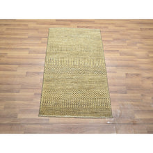 Load image into Gallery viewer, 2&#39;x3&#39; Ecru Brown, Modern Grass Design, Hand Knotted, Wool With Touch Of Silk, Tone On Tone, Lush And Plush, Mat, Sample, Oriental Rug FWR459930