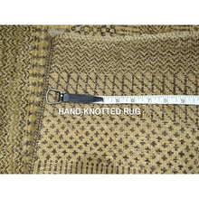 Load image into Gallery viewer, 2&#39;x3&#39; Ecru Brown, Modern Grass Design, Hand Knotted, Wool With Touch Of Silk, Tone On Tone, Lush And Plush, Mat, Sample, Oriental Rug FWR459930
