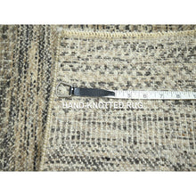 Load image into Gallery viewer, 2&#39;x3&#39; Beige-brown, Modern Grass Design, Hand Knotted, Wool With Touch Of Silk, Tone On Tone, Lush And Plush, Sample, Mat, Oriental Rug FWR459942