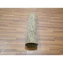 Load image into Gallery viewer, 2&#39;x3&#39; Beige-brown, Modern Grass Design, Hand Knotted, Wool With Touch Of Silk, Tone On Tone, Lush And Plush, Sample, Mat, Oriental Rug FWR459942
