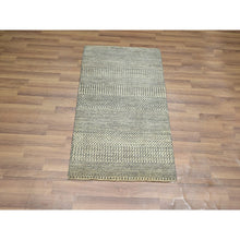 Load image into Gallery viewer, 2&#39;x3&#39; Beige-gray, Modern Grass Design, Hand Knotted, Tone On Tone, Wool With Touch Of Silk, Lush And Plush, Mat, Sample, Oriental Rug FWR459948