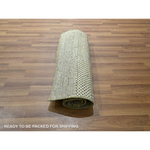 Load image into Gallery viewer, 2&#39;x3&#39; Beige-gray, Modern Grass Design, Hand Knotted, Wool With Touch Of Silk, Tone On Tone, Lush And Plush, Sample, Mat, Oriental Rug FWR459960