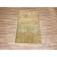 Load image into Gallery viewer, 2&#39;x3&#39; Copper Brown, Modern Grass Design, Hand Knotted, Wool With Touch Of Silk, Tone On Tone, Lush And Plush, Sample, Mat, Oriental Rug FWR459966