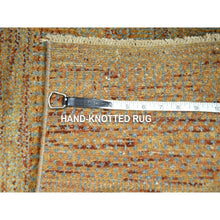 Load image into Gallery viewer, 2&#39;x3&#39; Copper Brown, Modern Grass Design, Hand Knotted, Wool With Touch Of Silk, Tone On Tone, Lush And Plush, Sample, Mat, Oriental Rug FWR459966