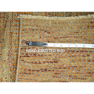 2'x3' Copper Brown, Modern Grass Design, Hand Knotted, Wool With Touch Of Silk, Tone On Tone, Lush And Plush, Sample, Mat, Oriental Rug FWR459966