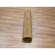 Load image into Gallery viewer, 2&#39;x3&#39; Copper Brown, Modern Grass Design, Hand Knotted, Wool With Touch Of Silk, Tone On Tone, Lush And Plush, Sample, Mat, Oriental Rug FWR459966