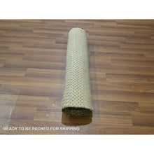 Load image into Gallery viewer, 2&#39;x3&#39; Ivory-gray, Hand Knotted, Modern Grass Design, Wool With Touch Of Silk, Tone On Tone, Lush And Plush, Sample, Mat, Oriental Rug FWR459984