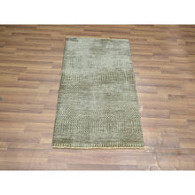Load image into Gallery viewer, 2&#39;x3&#39; Beige, Hand Knotted, Modern Grass Design, Wool With Touch Of Silk, Tone On Tone, Lush And Plush, Sample, Mat, Oriental Rug FWR459996