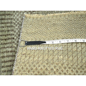 2'x3' Beige, Hand Knotted, Modern Grass Design, Wool With Touch Of Silk, Tone On Tone, Lush And Plush, Sample, Mat, Oriental Rug FWR459996