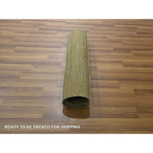 Load image into Gallery viewer, 2&#39;x3&#39; Beige, Hand Knotted, Modern Grass Design, Wool With Touch Of Silk, Tone On Tone, Lush And Plush, Sample, Mat, Oriental Rug FWR459996