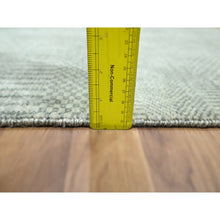 Load image into Gallery viewer, 2&#39;x3&#39; Misty Gray, Modern Grass Design, Hand Knotted, Wool With Touch Of Silk, Tone On Tone, Lush And Plush, Sample, Mat, Oriental Rug FWR460002