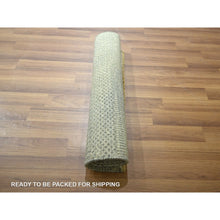 Load image into Gallery viewer, 2&#39;x3&#39; Misty Gray, Modern Grass Design, Hand Knotted, Wool With Touch Of Silk, Tone On Tone, Lush And Plush, Sample, Mat, Oriental Rug FWR460002