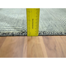 Load image into Gallery viewer, 2&#39;x3&#39; Pastel Gray, Tone On Tone, Modern Grass Design, Hand Knotted, Wool With Touch Of Silk, Lush And Plush, Mat, Sample, Oriental Rug FWR460008