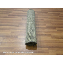 Load image into Gallery viewer, 2&#39;x3&#39; Pastel Gray, Tone On Tone, Modern Grass Design, Hand Knotted, Wool With Touch Of Silk, Lush And Plush, Mat, Sample, Oriental Rug FWR460008