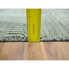Load image into Gallery viewer, 2&#39;x3&#39; Medium Gray, Wool With Touch Of Silk, Modern Grass Design, Hand Knotted, Tone On Tone, Lush And Plush, Sample, Mat, Oriental Rug FWR460014