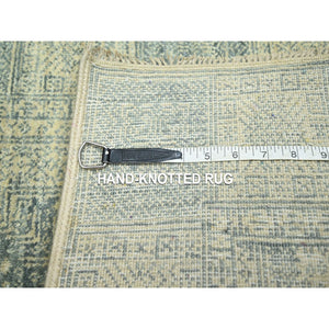 2'x3' Beige, Garden Design, Tone On Tone, Hand Knotted, Pure Wool, Mat, Sample, Oriental Rug FWR460026