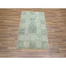 Load image into Gallery viewer, 2&#39;x3&#39; Beige, Garden Design, Tone On Tone, Hand Knotted, Pure Wool, Sample, Mat, Oriental Rug FWR460032