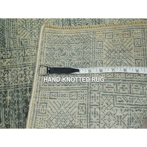 2'x3' Beige, Garden Design, Tone On Tone, Hand Knotted, Pure Wool, Sample, Mat, Oriental Rug FWR460032